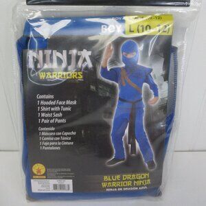 Blue Dragon Warrior Ninja Halloween Costume Boy Sz L 10 12 Complete Set 4pc New